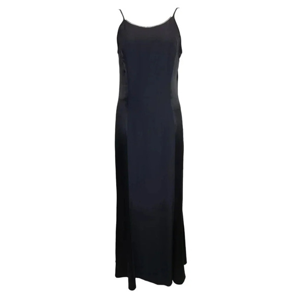 Jessica McClintock Gunne Sax Vintage 90s Y2K Black Rhinestone Gown Dress Medium - Picture 1 of 16